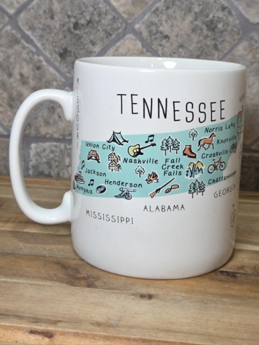 Tennessee Music City My Place Jumbo 28 Oz Coffee Mug 222 Fifth Coffee Cup Map 5"